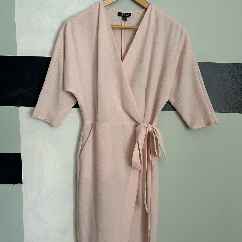 Topshop Light Pink wrap dress